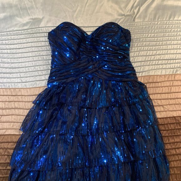 Laura Black with Royal Blue Sequin Formal Dress - Picture 3 of 4